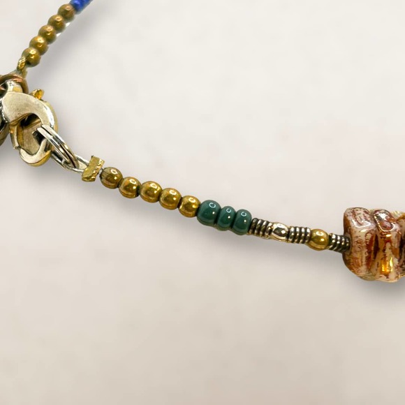 Desert Heart Multi Stone Beaded Handmade Bracelet Agate Turquoise Glass Jasper - Picture 4 of 7